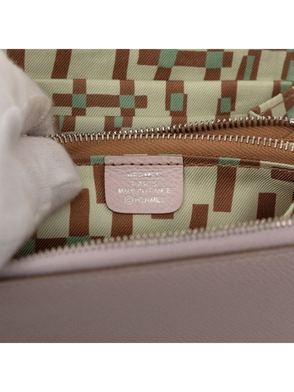 ★SOLD★ Hermes Azap Silk in Compact Coin Case Wallet Mauveper Pink Veau - Picture 5 of 6